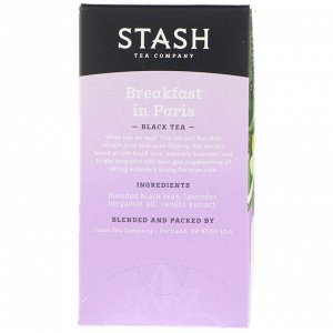 Stash Tea, Черный чай высшего сорта,  - Завтрак в Париже - , 18 чайных пакетиков, 1,2 унции (36 г)