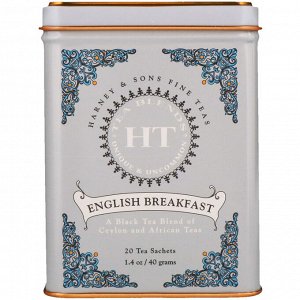 Harney & Sons, English Breakfast, чайная смесь HT, черный чай, 20 пакетиков, 40 г (1,4 унции)