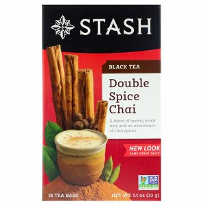 Stash Tea, Черный чай, чай с двумя специями, 18 чайных пакетиков, 1,1 унции (33 г)