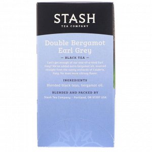 Stash Tea, Earl Grey, черный чай, двойной бергамот, 18 чайных пакетиков, 33 г (1,1 унции)