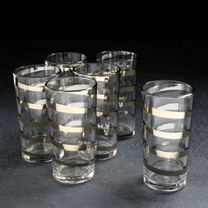 Набор стаканов GiDGLASS «Серпантин», 230 мл, 6 шт, золото