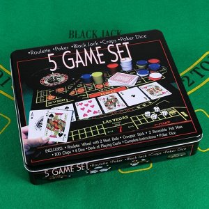 Набор для игры в покер (рулетка, карты 54 шт, фишки с номиналом 100 шт, кубики 4 шт, поле)