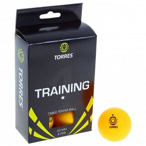 Мяч для настольного тенниса Torres Training, 1 звезда, набор 6 шт., цвет оранжевый