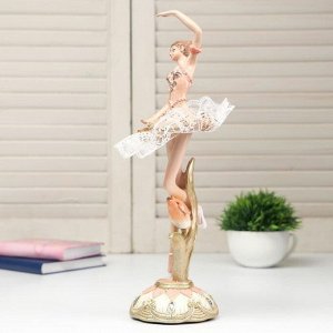 Сувенир полистоун "Балерина в пачке персикового цвета с тюльпаном" 33,5х10х10 см"