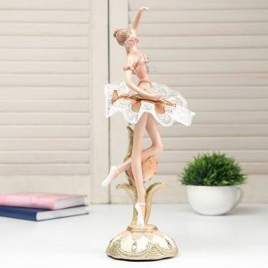 Сувенир полистоун "Балерина в пачке персикового цвета с тюльпаном" 33.5х10х10 см"