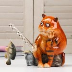 Сувенир полистоун лак &quot;Рыжий кот на рыбалке&quot; 12,5х10х18 см