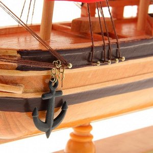 Корабль сувенирный средний «Ахиллес», паруса красные, 39х44х7 см