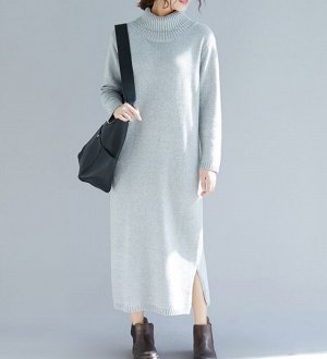 Платье вязаное, серый