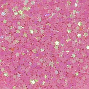 Посыпка голографическая 30 мл - Звездочки ярко-розовые