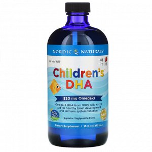 Nordic Naturals, Children's DHA, клубника, для детей в возрасте от 1 года до 6 лет, 530 мг, 473 мл (16 жидких унций)