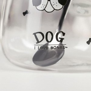 Кружка «Собачки», 420 мл, с керамической крышкой и ложкой, рисунок МИКС