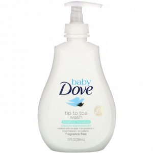 Dove, Увлажняющее средство для купания Baby, Tip to Toe Wash, для чувствительной кожи, 384 мл