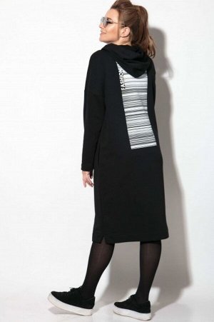 Платье Платье SOVA 11104 черный 
Состав ткани: ПЭ-20%; Хлопок-80%; 
Рост: 164 см.

Комфортное платье-худи свободного кроя. Очень удобное, оно прекрасно впишется в повседневный гардероб современной мо