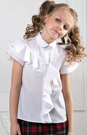 Блузка дл девочки белая с коротким рукавом
