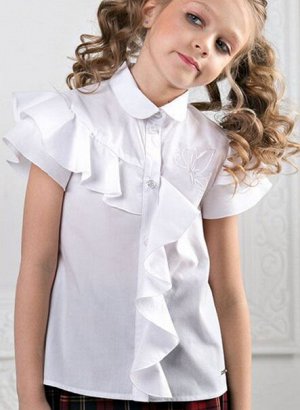 Блузка дл девочки белая с коротким рукавом