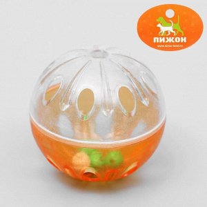 Шарик для кошек "Веселая семейка" с пластиковыми шариками внутри, 4,2 см, микс цветов