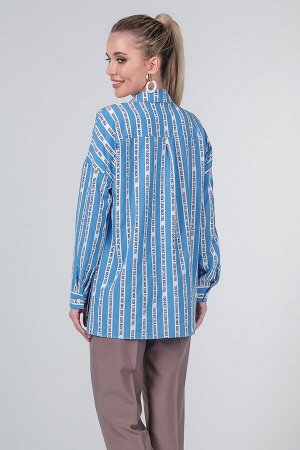 Рубашка Шаде №4,Цвет:голубой/полоска