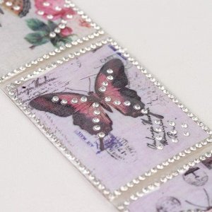 Термоаппликация со стразами «Бабочки», 5 - 6,5 см, 4 шт на листе, цвет МИКС