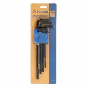 Набор ключей ТУНДРА black, TORX Tamper, экстрадлинные, CrV, TT10 - TT50, 9 шт.