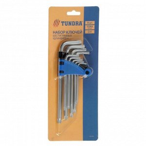 Набор ключей TUNDRA, TORX Tamper, удлиненные, CrV, TT10 - TT50, 9 шт.