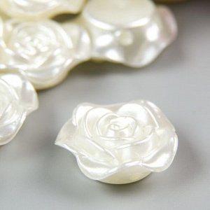 Декор для творчества пластик "Роза" жемчужный набор 30 шт 1,8х1,8 см