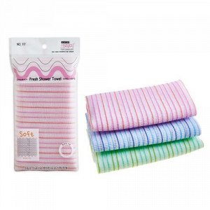 Мочалка для тела с плетением «Волна» полосатая "Fresh Shower Towel" (мягкая) размер 28 см х 100 см