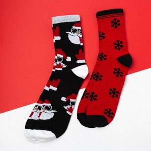 Носки мужские новогодние Xmas chill размер 41-44 (27-29 см), набор 2 пары