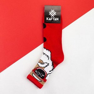 Носки новогодние мужские KAFTAN "Дед мороз" размер 41-44 (27-29 см), цвет красный