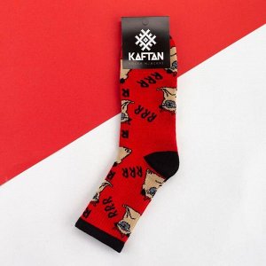 Носки новогодние мужские KAFTAN "Мопс" размер 41-44 (27-29 см), цвет красный