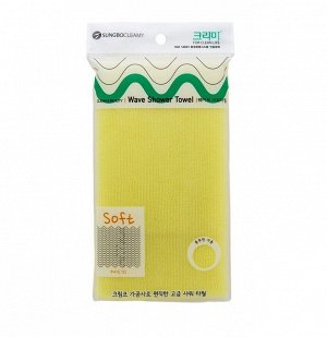 Мочалка для тела с плетением «Волна» однотонная "Wave Shower Towel" (мягкая) размер 28 см х 95 см