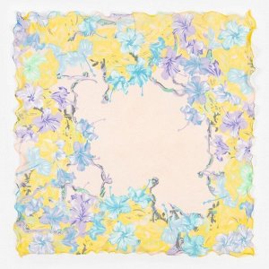 Платок женский текстильный, цвет бежевый/цветы, размер 60*60