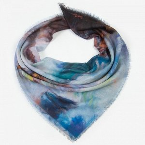Платок женский текстильный, цвет бирюзовый/океан, размер 90х90
