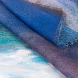 Платок женский текстильный, цвет бирюзовый/океан, размер 90х90