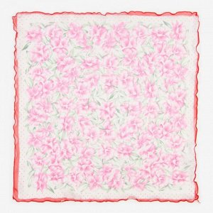 Платок женский текстильный, цвет молочный/розовый, размер 60*60