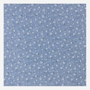 Платок женский текстильный, цвет синий/цветы, размер 60х60