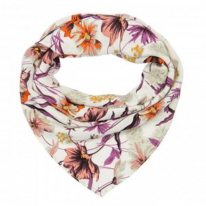 Платок текстильный женский, цвет молочный/цветы, размер 70х70