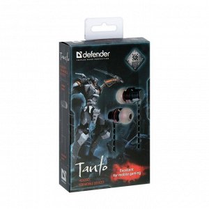 Наушники Defender Tanto, вакуумные, микрофон, 105 дБ, 16 Ом, 3.5 мм, 1.2 м, чёрно-серые