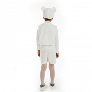Карнавальный костюм «Белый медвежонок», жилет, шорты, маска-шапочка, р. 30-32, рост 122 см