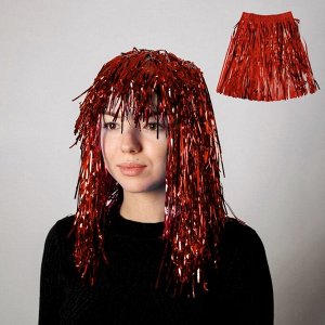 Карнавальный набор «Блеск», 2 передмета: юбка, парик, цвет красный