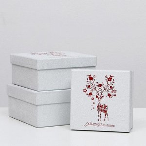 Набор коробок 3 в 1 "Красная лань", 20 х 20 х 9,5 - 15,5 х 15,5 х 7,5 см