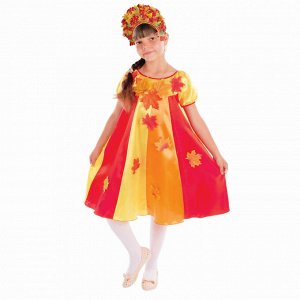 Карнавальный костюм «Осенние переливы», платье клиньями, кокошник, р. 28, рост 104 см