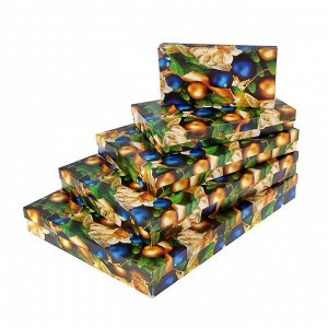 Набор коробок 5 в 1 "Золотые и синие шары" 40 х 30 х 5 - 20 х 10 х 3 см