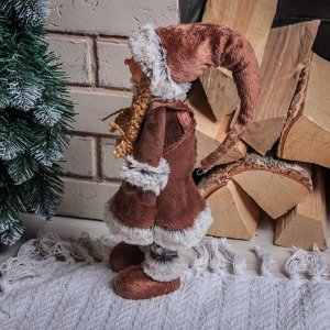 Кукла интерьерная "Малышка в коричневой шубке с сердечком" 47 см