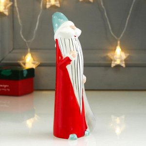 Сувенир керамика "Дед Мороз с мешком подарков" красный с бирюзой 18,5х6,8х7 см