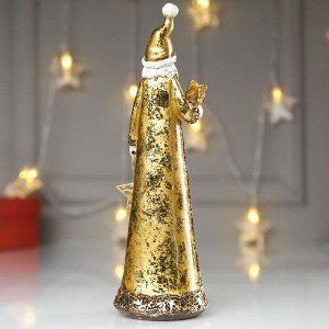 Сувенир полистоун &quot;Дед Мороз в золотой шубе, с птичкой и звездой&quot; 22х6,5х7 см