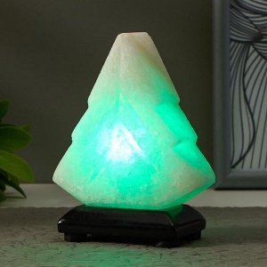 Соляной светильник  "Елка" LED (диод цветной) USB белая соль 10х7х13 см