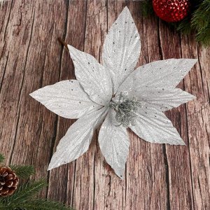 Декор "Холодный цветок" 26х20 см серебро