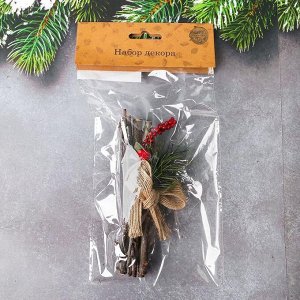 Набор новогоднего декора «Зимние веточки», 15 см