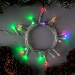Гирлянда &quot;Нить&quot; 2.5 м , IP20, прозрачная нить, 25 LED, свечение RG/RB, мигание, 220 В