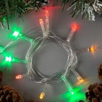 Гирлянда &quot;Нить&quot; 1.2 м , IP20, прозрачная нить, 12 LED, свечение мульти, фиксинг, 220 В